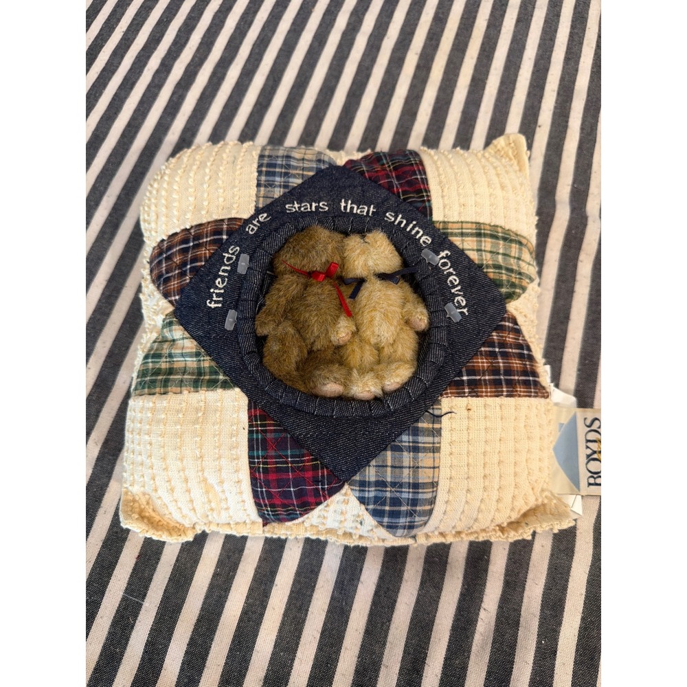 Boyds Home Friends Are Stars That Shine Forever Patchwork Teddy Bear Pillow